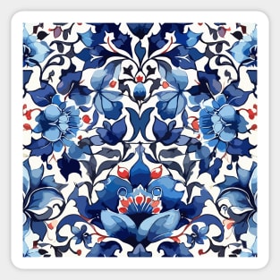 Blue Ottoman Pattern on White Sticker